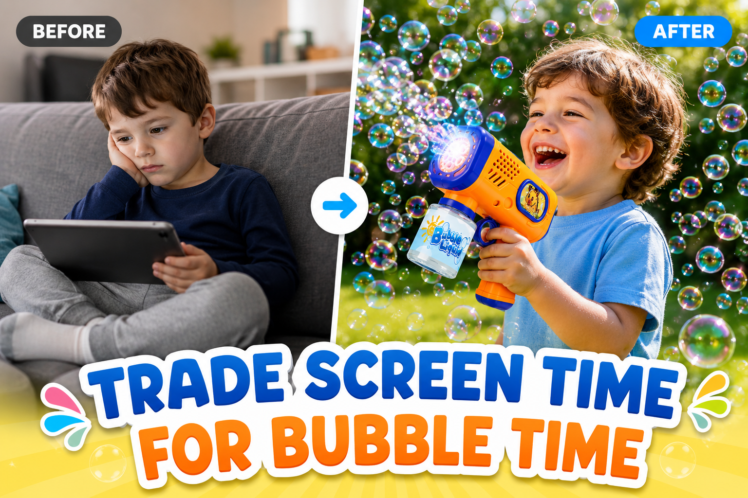 Automatic Bubble Gun for Kids — Hundreds of bubbles per minute, zero effort